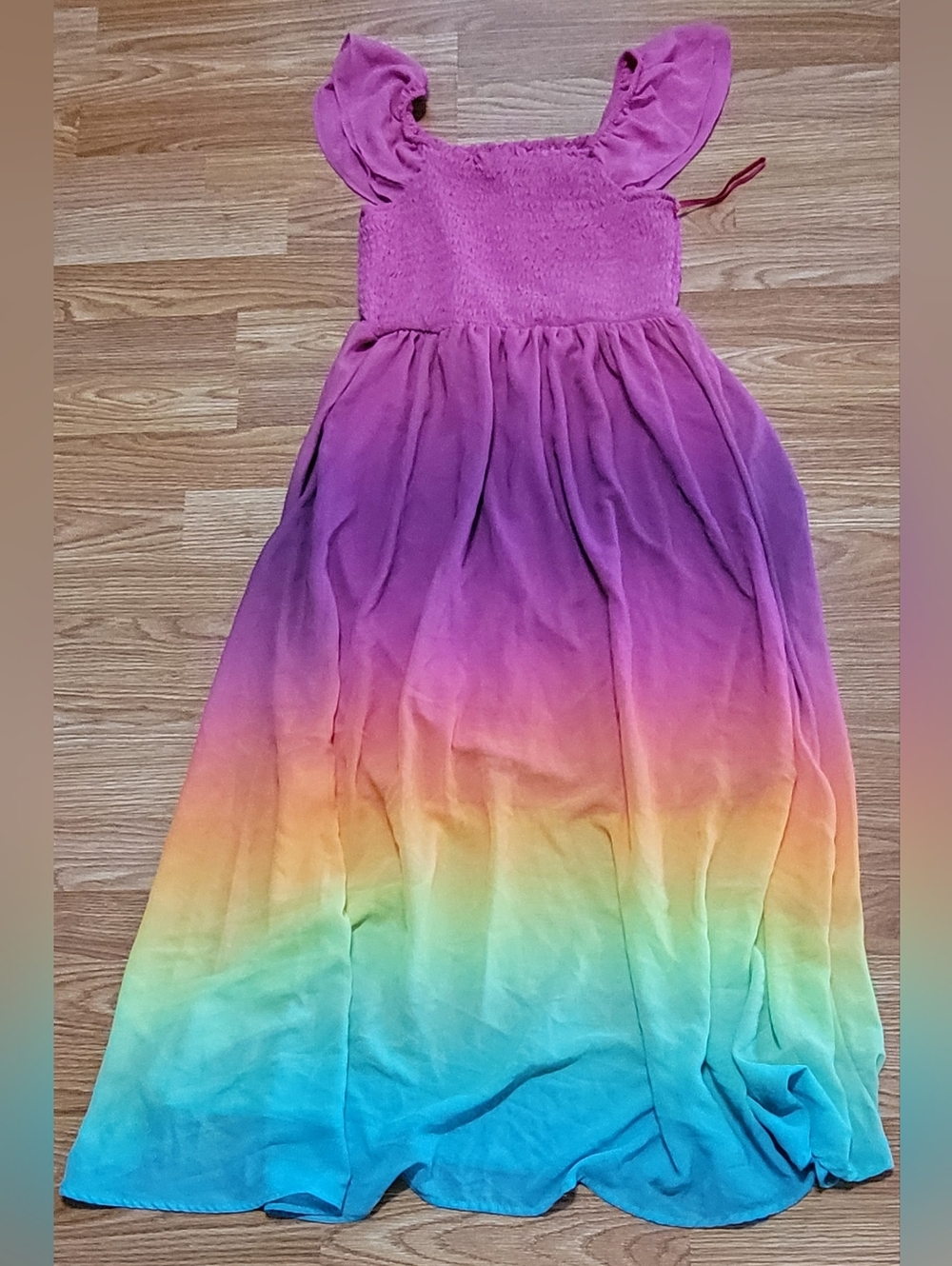 Justice Girls' Ombre Maxi Dress - Purple, Pink, Yellow, Blue In Size Large 12/14